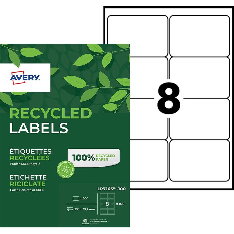4004182055922-Avery QuickPEEL Recycled Labels - Adhésif permanent - blanc naturel - 67.7 x 99.1 mm 800 étiquette(s) (100 feuil-P_400002016_1-0