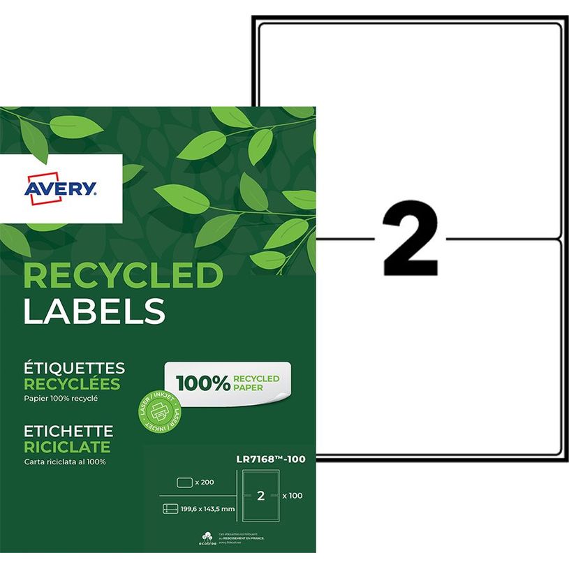 4004182055939-Avery QuickPEEL Recycled Labels - Adhésif permanent - blanc naturel - 143.5 x 199.6 mm 200 étiquette(s) (100 feuil-P_400002018_1-0
