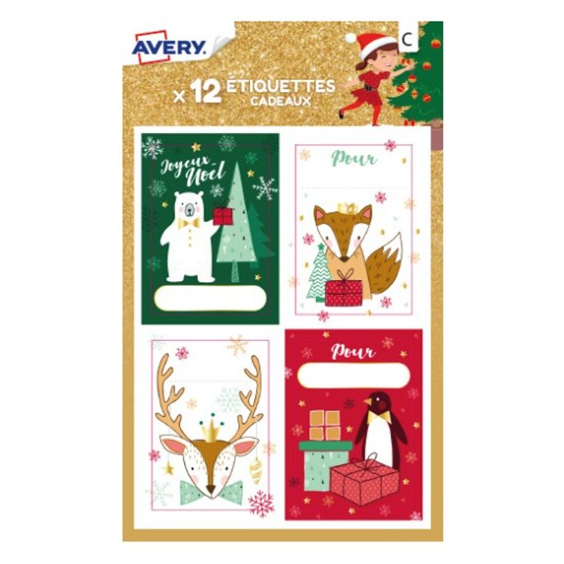 5014702140792-12 étiquettes cadeaux de Noël, ours polaire et renard-P_400002028_2-0