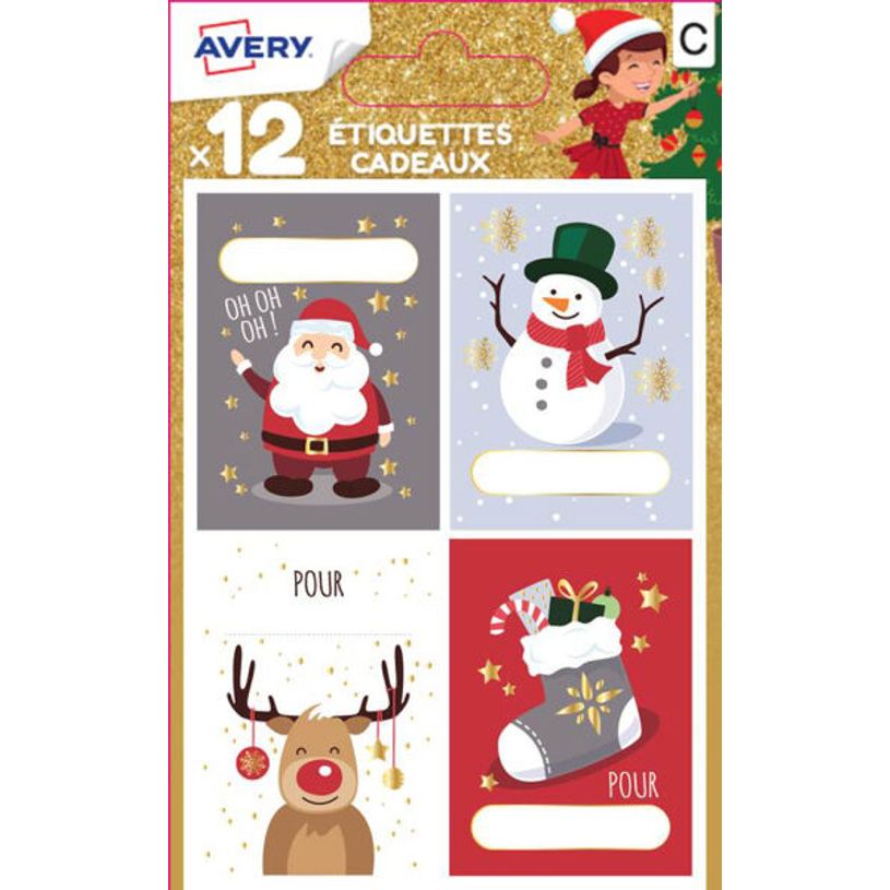 5014702140815-Avery - 12 Étiquettes cadeau kraft Noël-P_400002029_1-0