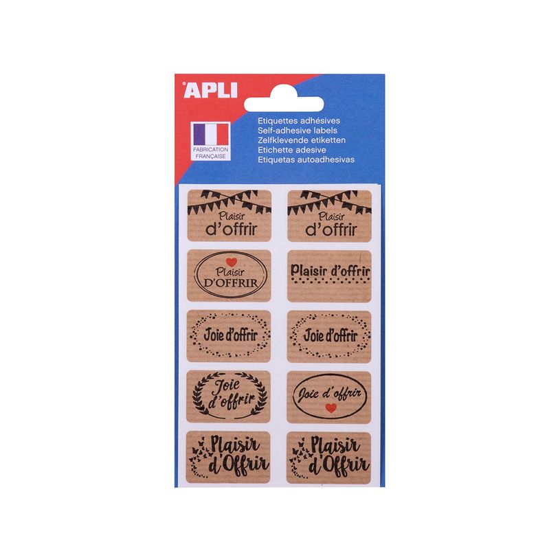 3270241026795-Apli Agipa - 20 Étiquettes cadeau plaisir d'offrir - kraft - 20 x 32 mm-P_400002057_1-0