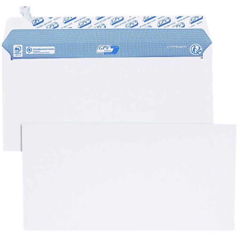 3250650033065-GPV - 200 Pochettes Enveloppes DL 110 x 220 mm - 90 gr - sans fenêtre - blanc - bande adh-P_400002457_2-1