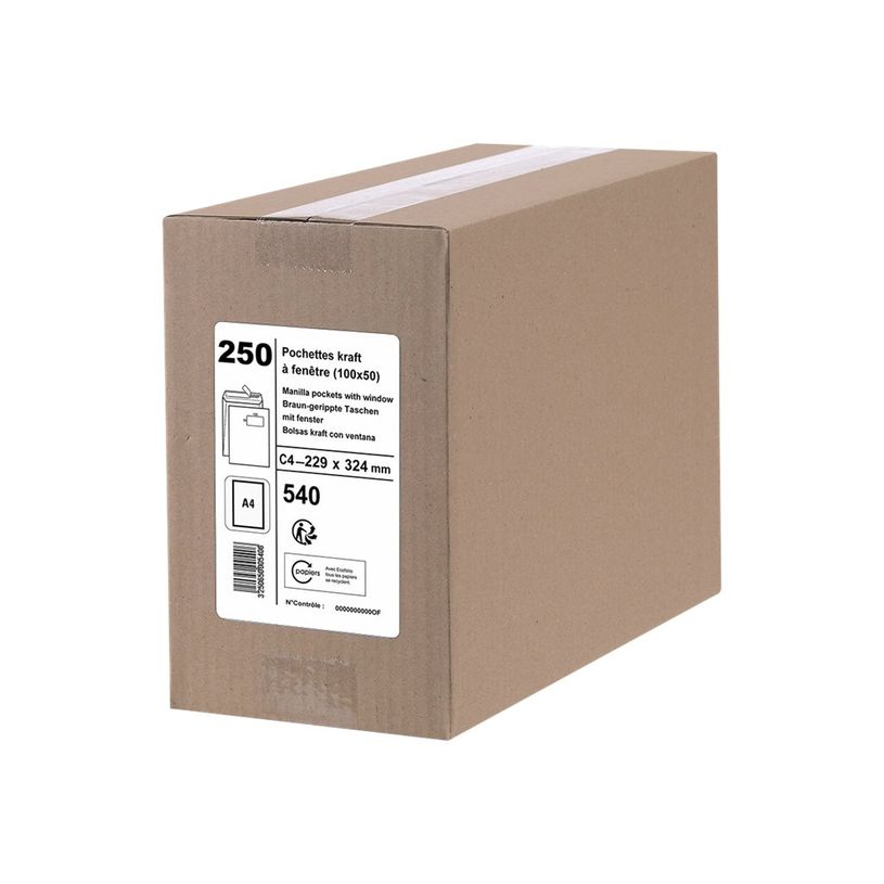 3250650005406-GPV - 250 Pochettes Enveloppes C4 229 x 324 mm - 90 gr - fenêtre 50x100 mm - kraft - band-P_400002466_1-0