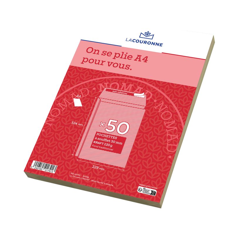 3240185017913-50 Pochettes 229x324x30 kraft 120g adh s.fen fd.trad-P_400002482_1-0