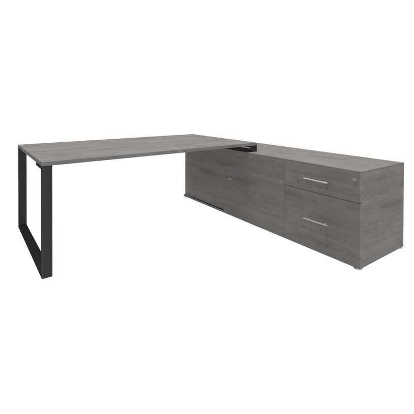 3253310171886-Bureau LOFTER Manager - L180 x P100 x H72,5 cm - console retour à droite (tiroirs) - pieds carbone --P_400002613_1-0