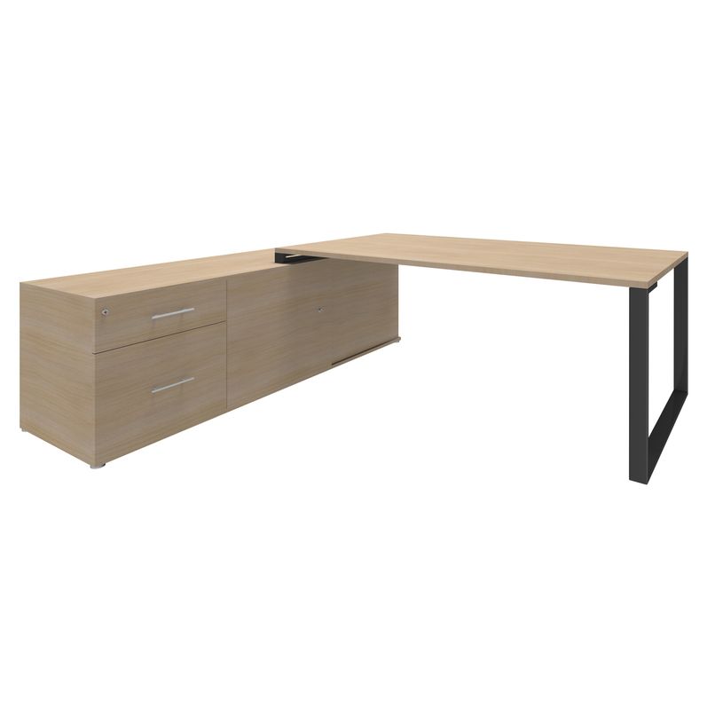 3253310171176-Bureau LOFTER Manager - L180 x P100 x H72,5 cm - console retour à gauche (tiroirs) - pieds carbone - -P_400002614_1-0