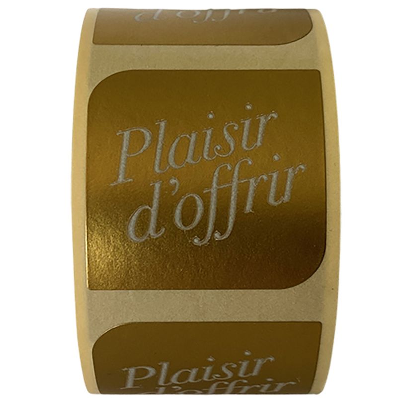 3664233003329-Rouleau de 500 étiquettes adhésives "Plaisir d’Offrir " or - Logistipack-P_400002647_1-0