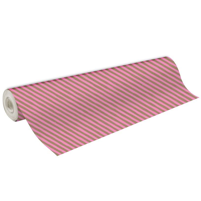 3329682238738-Clairefontaine - Papier cadeau kraft - 70 cm x 50 m - 70 g/m² - motif rayures roses-P_400002796_1-0