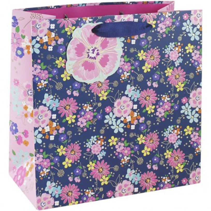 5033601584964-Clairefontaine Eurowrap - Sac cadeau - 18 cm x 8 cm x 18 cm - Navy floral-P_400002800_1-0