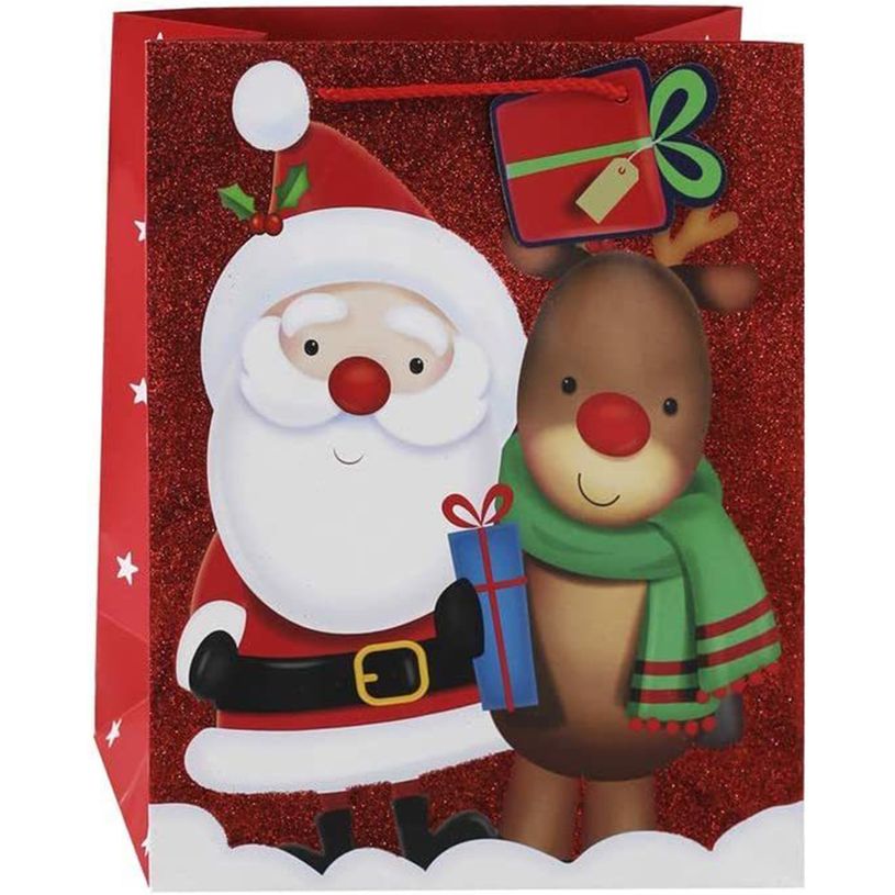 5033601539582-Clairefontaine Eurowrap - Sac cadeau - 21,5 cm x 10,2 cm x 25,3 cm - père Noël/rennes-P_400002869_1-0