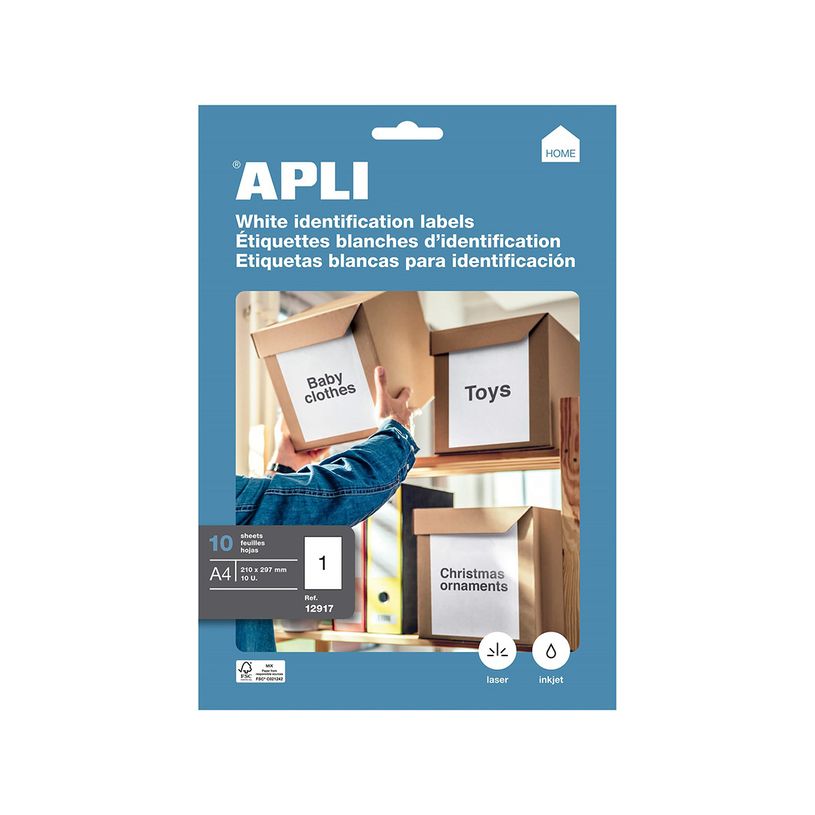8410782129172-Apli Agipa - 10 Étiquettes adhésives blanches multi-usages - A4 (210 x 297 mm) - coins d-P_400002958_2-0