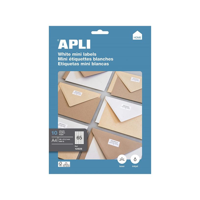 0000006489793-Apli Agipa - 650 Étiquettes adhésives blanches multi-usages - 38 x 21,2 mm - coins droit-P_400002967_2-0
