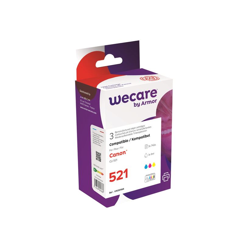 3112539807887-Cartouche compatible Canon CLI-521 - pack de 3 - cyan, magenta, jaune - Wecare-P_400003186_1-0