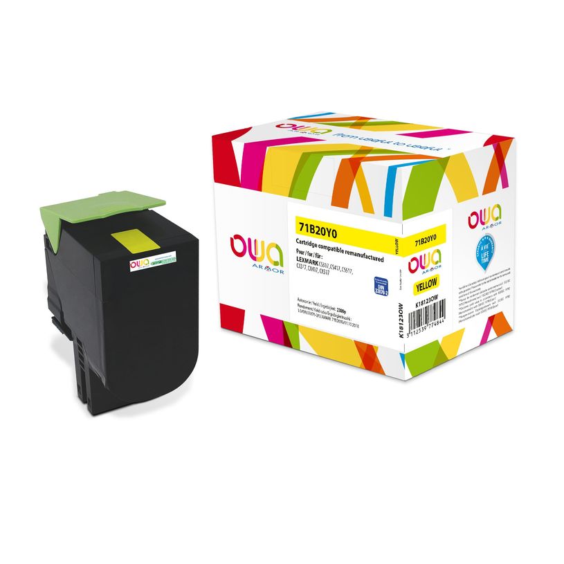 3112539774844-Cartouche laser remanufacturée Lexmark 71B20Y0 - Yellow - Owa-P_400003202_1-0