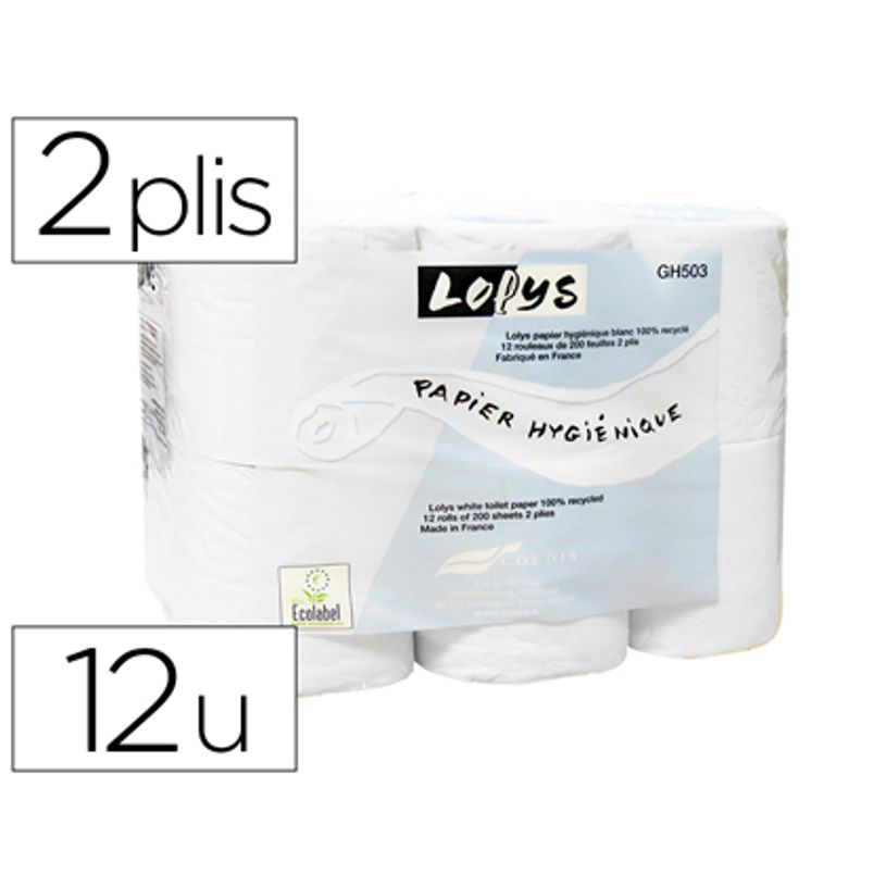 3661679002572-Lolys  - Papier toilette 12 rouleaux de 200 feuilles - 2 plis - ouate blanche-P_400004282_1-0