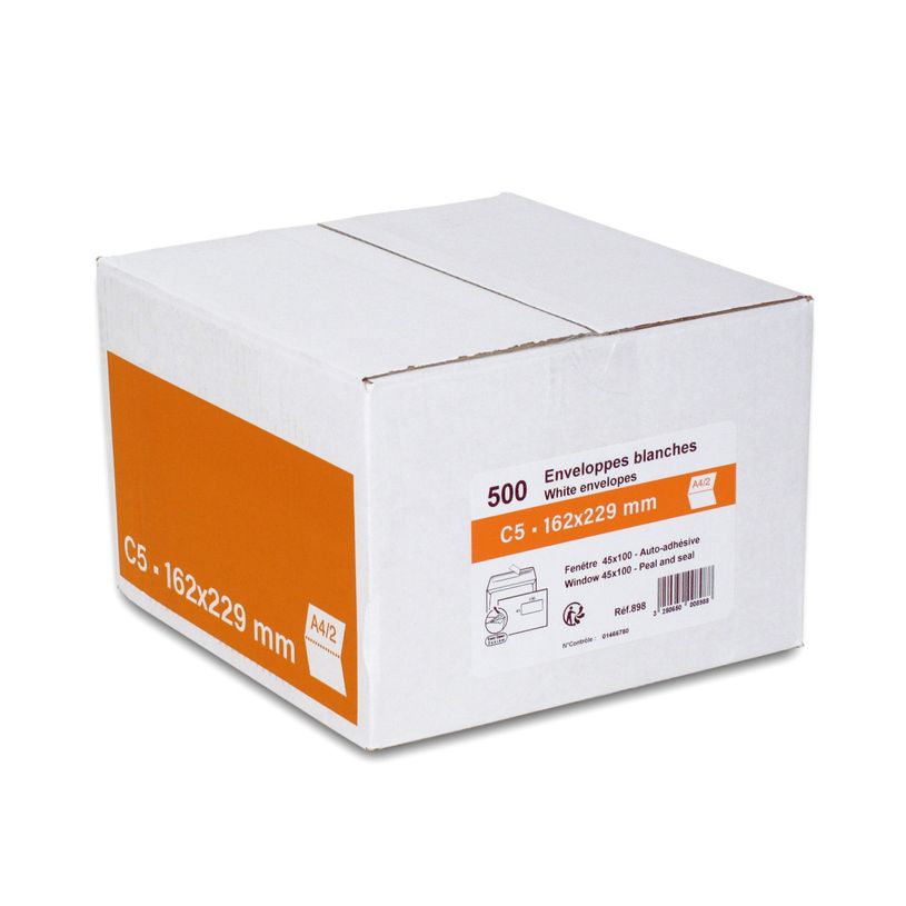 3250650008988-GPV - 500 Enveloppes C5 162 x 229 mm - 80 gr - fenêtre 45x100 mm - blanc - bande adhésiv-P_400004370_1-0