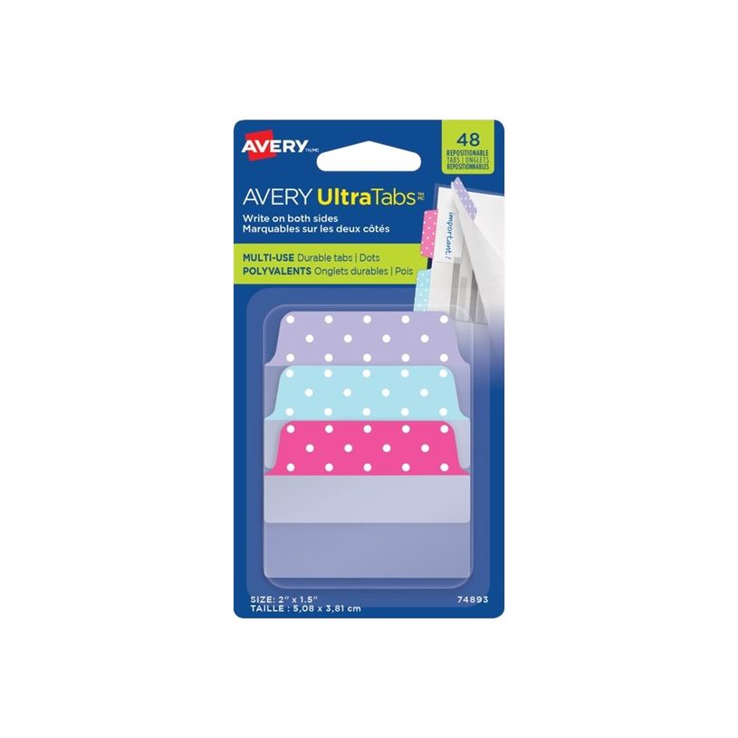 5014702135750-Avery UltraTabs - 48 Marque-pages/onglets adhésifs - couleurs assorties - design points-P_400004389_1-0