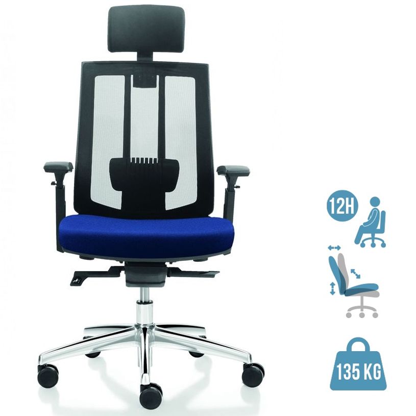3700339883592-Fauteuil de bureau SHADE - accoudoirs réglables - appuie-tête réglable - Noir et bleu-P_400004434_1-0