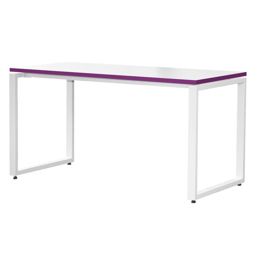 3700339874033-Bureau droit MT1 Elégance - L120 x P67 x H75 cm - pieds blancs - plateau blanc chants pru-P_400004660_2-1