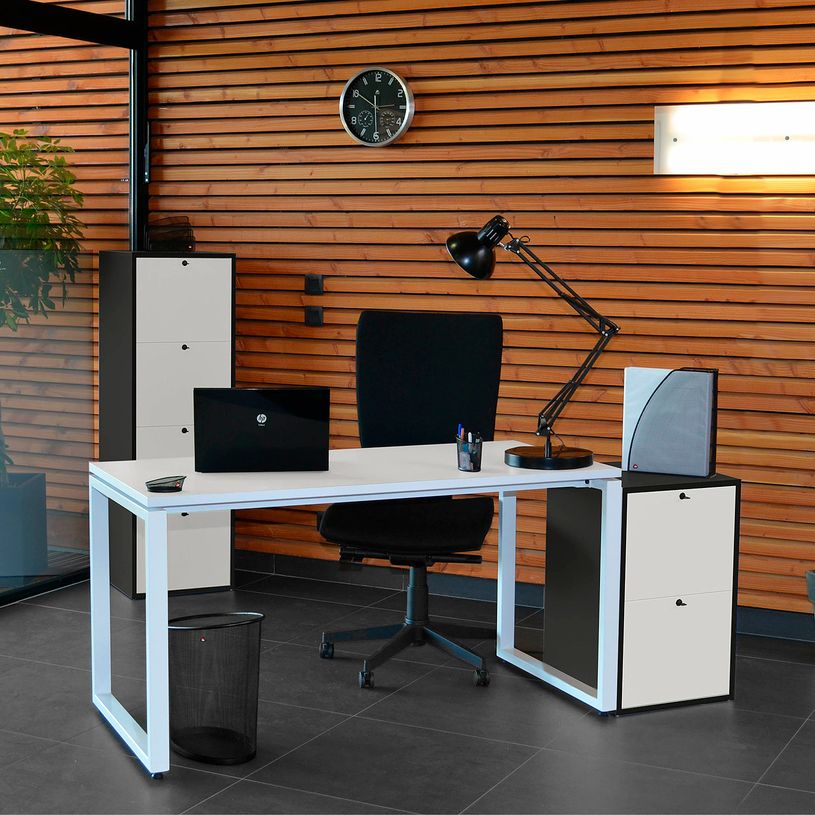 3700339874040-Bureau droit MT1 Elégance - L140 x P67 x H75 cm - pieds blancs - plateau blanc-P_400004662_1-0