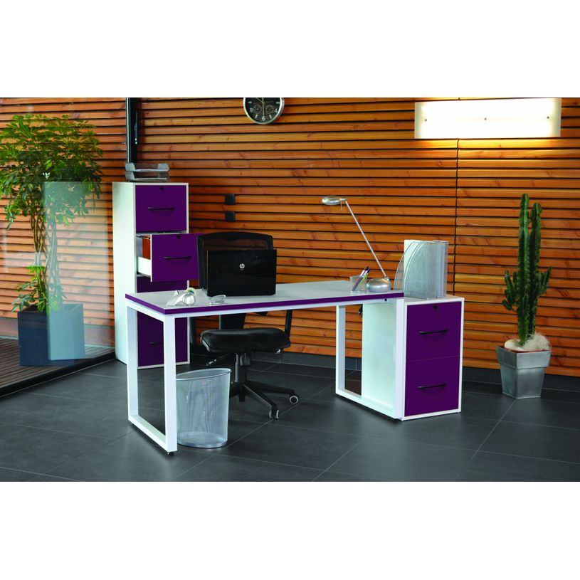 3700339874071-Bureau droit MT1 Elégance - L140 x P67 x H75 cm - pieds blancs - plateau blanc chants pru-P_400004664_1-0