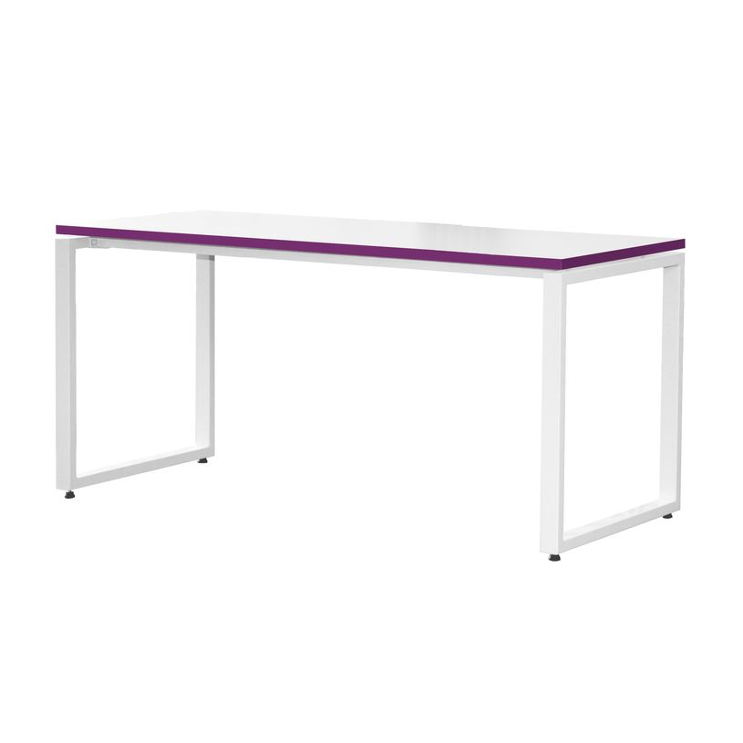 3700339874071-Bureau droit MT1 Elégance - L140 x P67 x H75 cm - pieds blancs - plateau blanc chants pru-P_400004664_2-1