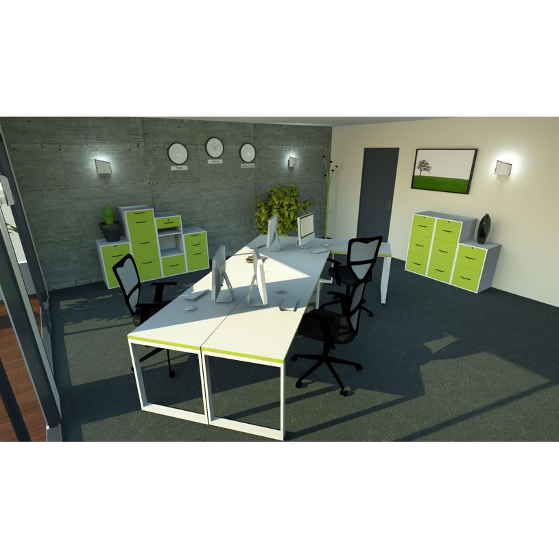 3700339874064-Bureau droit MT1 Elégance - L140 x P67 x H75 cm - pieds blancs - plateau blanc chants ver-P_400004665_2-1