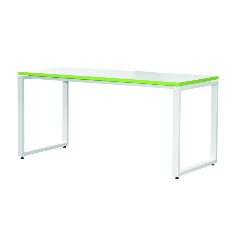 3700339874064-Bureau droit MT1 Elégance - L140 x P67 x H75 cm - pieds blancs - plateau blanc chants ver-P_400004665_3-2