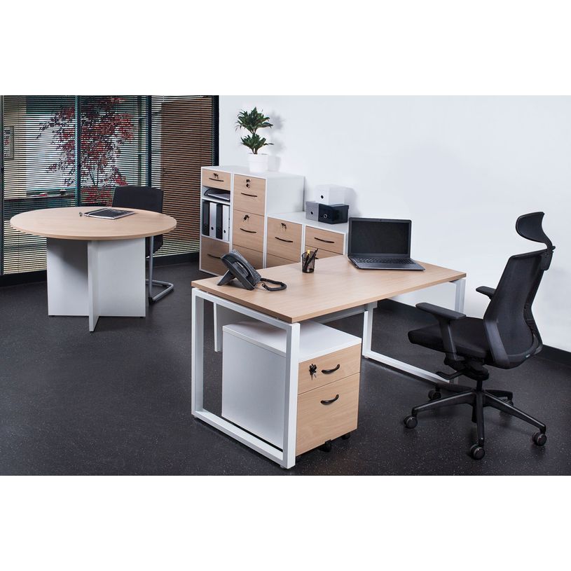 3700339878048-Bureau droit MT1 Elégance - L160 x P67 x H75 cm - pieds blancs - plateau imitation hêtre-P_400004667_1-0