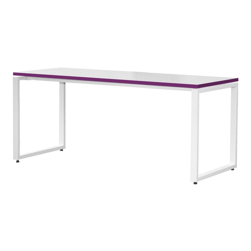 3700339874118-Bureau droit MT1 Elégance - L160 x P67 x H75 cm - pieds blancs - plateau blanc chants pru-P_400004668_2-1