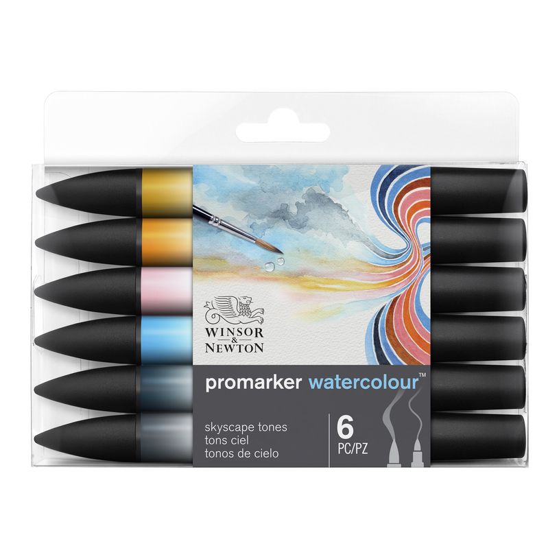 884955073988-ProMarker Watercolour - 6 Marqueurs double pointe - tons ciel-P_400005026_1-1