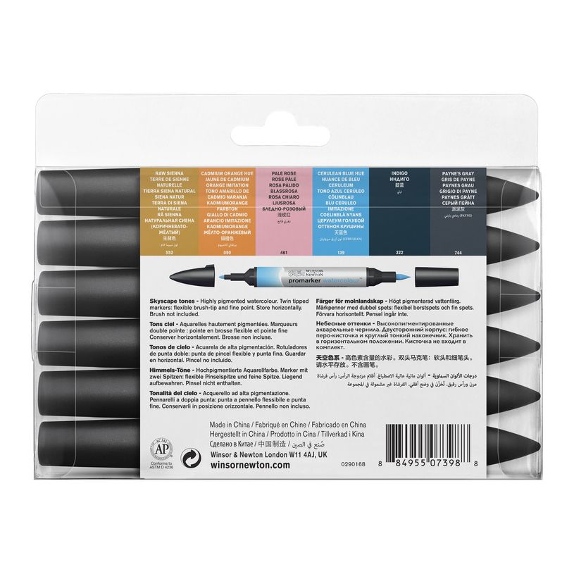 884955073988-ProMarker Watercolour - 6 Marqueurs double pointe - tons ciel-P_400005026_3-3