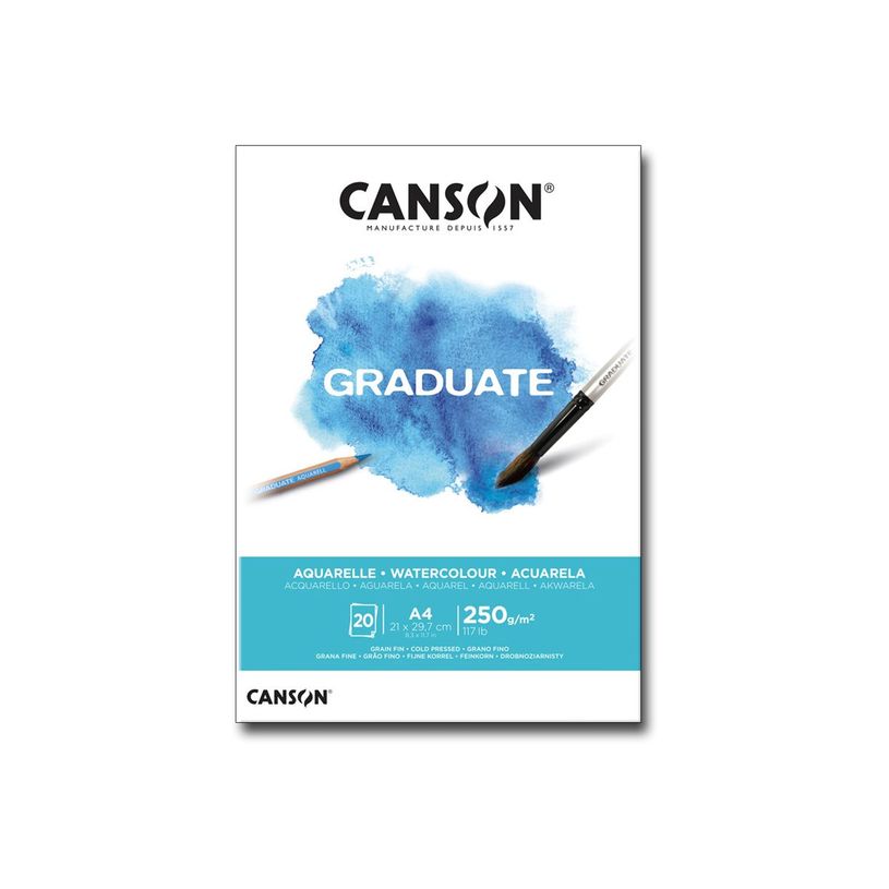 3148950021151-Canson Graduate Watercolour - Bloc dessin aquarelle - 20 feuilles - A4 - 250 gr-P_400005342_1-0