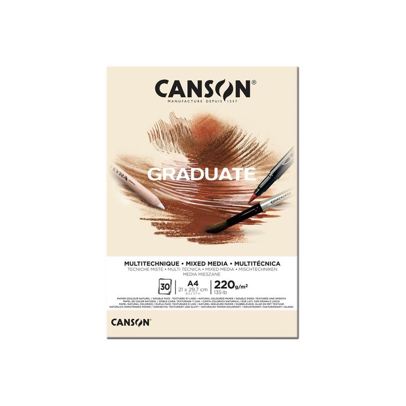 3148950021076-Canson Graduate Mix Media - Bloc dessin - 30 feuilles - A4 - 220 gr - naturel-P_400005348_1-0