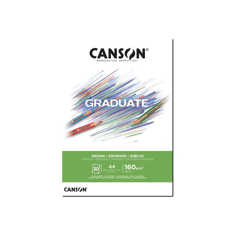 3148950021014-Canson Graduate - Bloc dessin - 30 feuilles - A4 - 160 gr-P_400005352_1-0