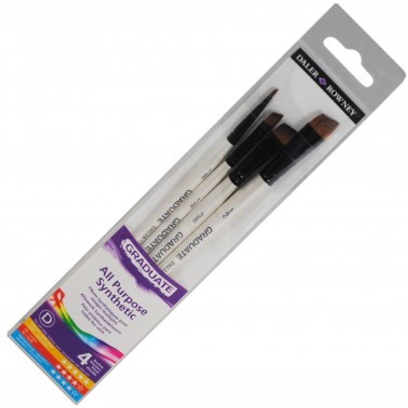 5011386081922-Daler-Rowney Graduate - Pack de 4 pinceaux plats - poil synthétique-P_400005362_1-0