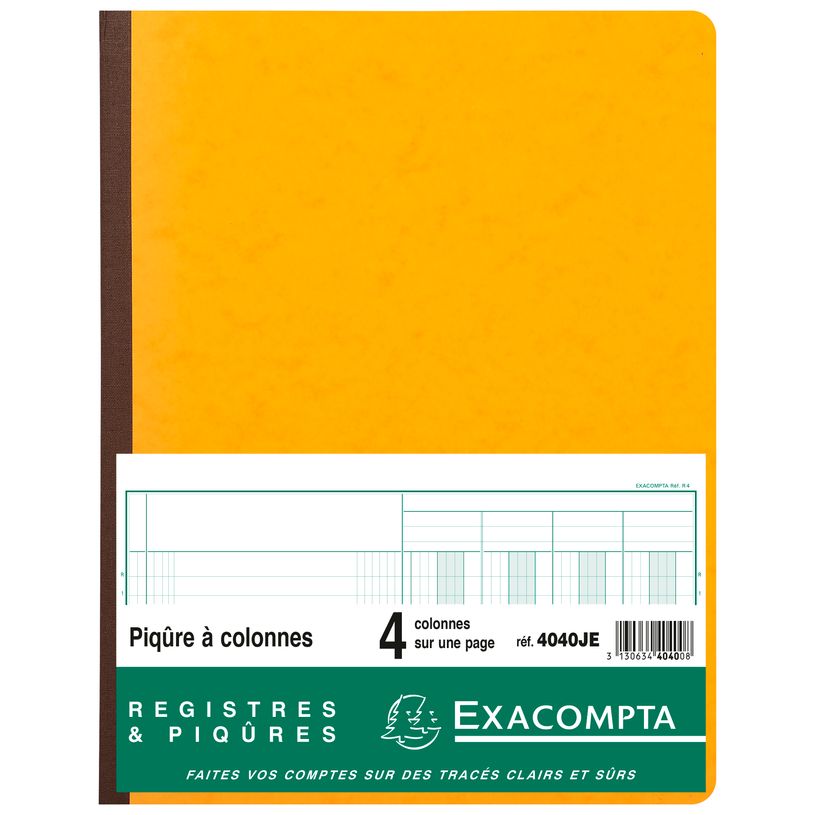 3130634404008-Exacompta - Piqûre comptable - 4 colonnes par page - 32 x 25 cm - 80 pages - jaune-P_400005461_2-0