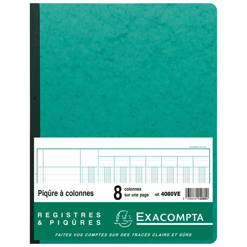 3130634040800-Exacompta - Piqûre comptable - 8 colonnes par page - 32 x 25 cm - 80 pages - vert-P_400005469_2-0