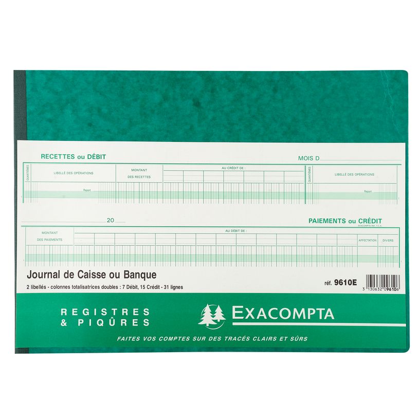 3130632096106-Exacompta - Journal de caisse ou banque - 22 colonnes : 15 débits/7 crédits - 28 x 38 cm-P_400005499_2-1
