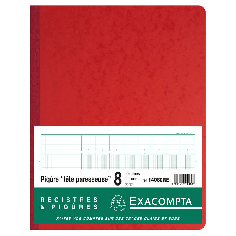 3130636140805-Exacompta - Piqûre à tête paresseuse - 8 colonnes sur 1 page - 32 x 25 cm - 80 pages - -P_400005508_2-0