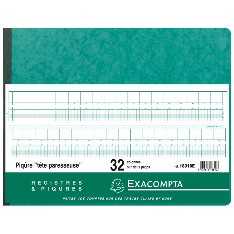 3130632183103-Exacompta - Piqûre à tête paresseuse - 32 colonnes sur 2 pages - 29,7 x 38 cm - 80 page-P_400005522_2-1