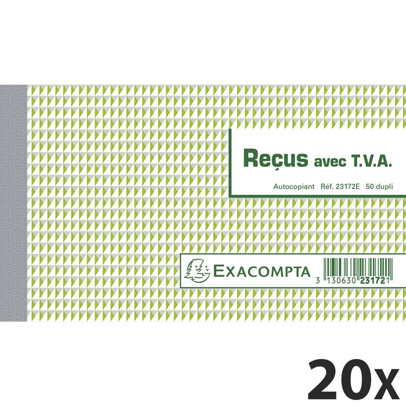 3130632231729-Exacompta - 20 Manifolds Carnets de reçus avec TVA - 50 dupli - 10,5 x 18 cm-P_400005549_1-0