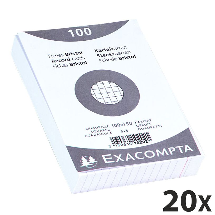 3130631102020-Exacompta - 20 Packs de 100 Fiches Bristol - 10 x 15 cm - petits carreaux - non perforées-P_400005577_2-0