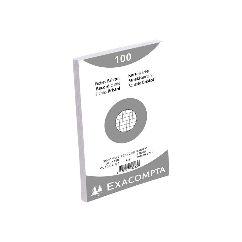 3130631102037-Exacompta - 12 Packs de 100 Fiches Bristol - 12,5 x 20 cm - petits carreaux - non perforé-P_400005578_2-3