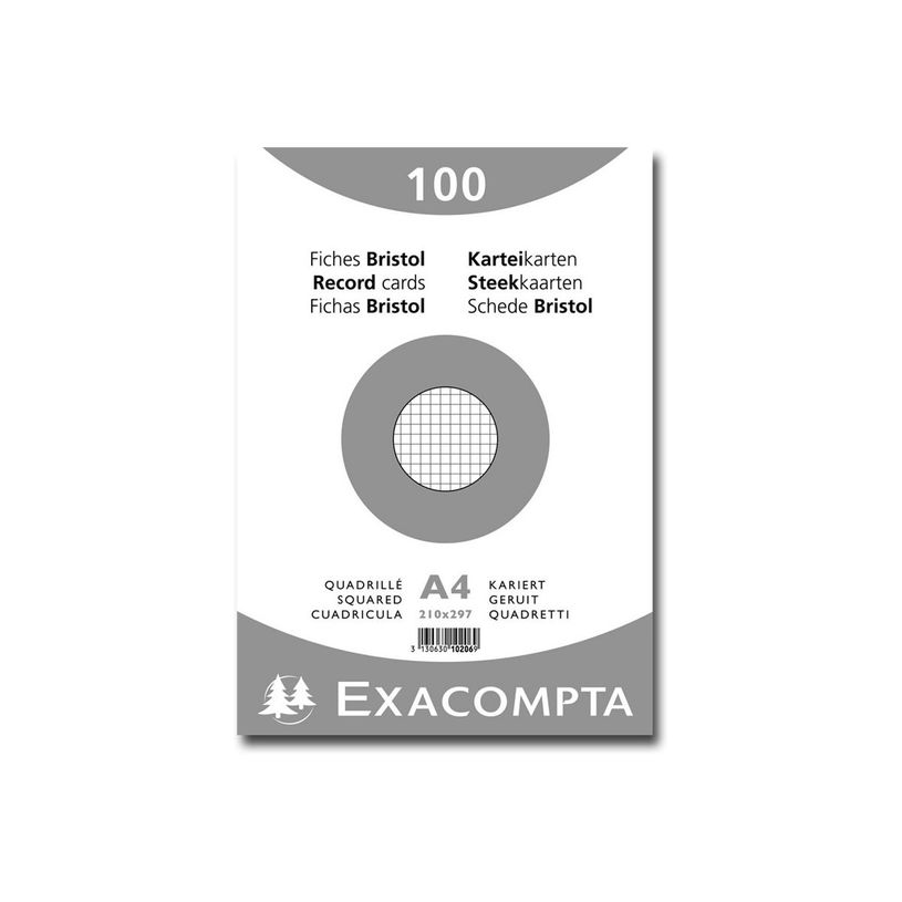 3130631102068-Exacompta - 10 Packs de 100 Fiches Bristol - A4 - petits carreaux - non perforées - blanc-P_400005579_1-2