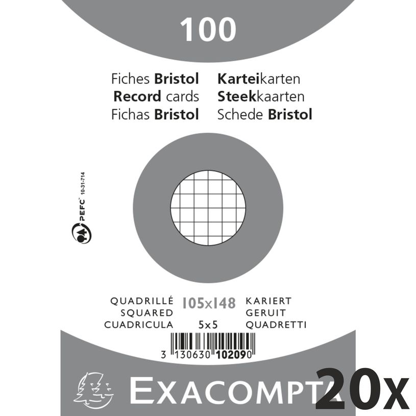 3130631102099-Exacompta - 20 Packs de 100 Fiches Bristol - 10,5 x 14,8 cm - petits carreaux - non perfor-P_400005581_1-0