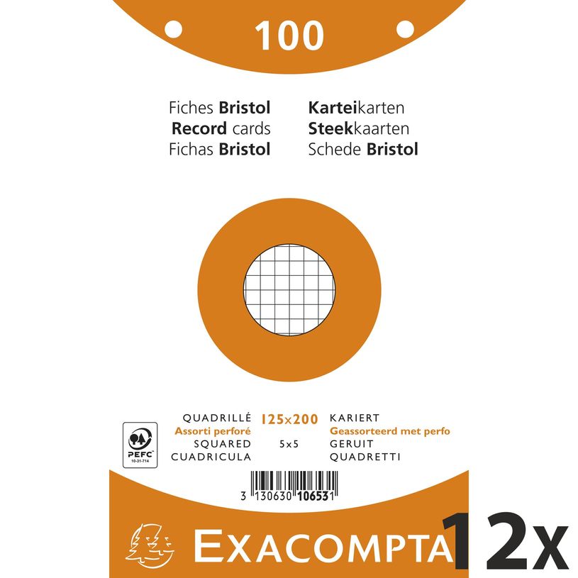 3130631106530-Exacompta - 12 Packs de 100 Fiches Bristol - 12,5 x 20 cm - petits carreaux - perforées --P_400005586_1-0