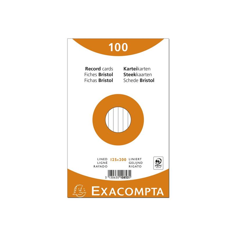 3130630108535-Exacompta - Pack de 100 Fiches Bristol - 12,5 x 20 cm - lignées - non perforées - couleu-P_400005587_1-0