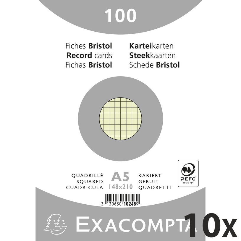 3130632102487-Exacompta - 10 Packs de 100 Fiches Bristol - A5 - petits carreaux - non perforées - vert-P_400005590_1-0