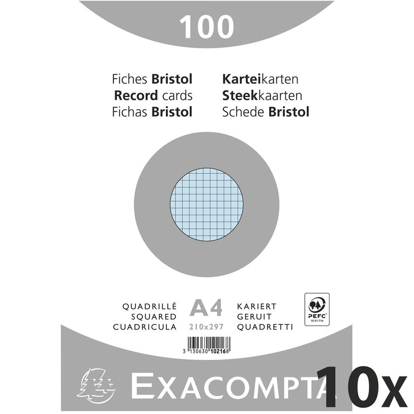3130632102166-Exacompta - 10 Packs de 100 Fiches Bristol - A4 - petits carreaux - non perforées - bleu-P_400005593_1-0